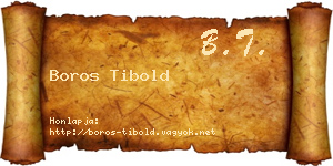Boros Tibold névjegykártya